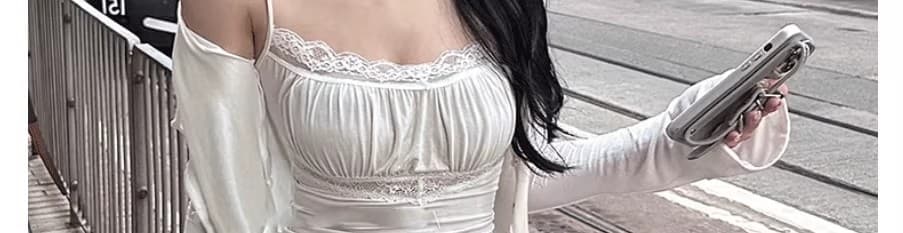 품격 몸매 가꾸기 디스플레이 몸 순수한 욕망 바람 레이스 조각 슬립 티셔츠 긴팔 자외선 차단 맨위 오픈 가디건 두 조각 여성 세트 상세 이미지 26