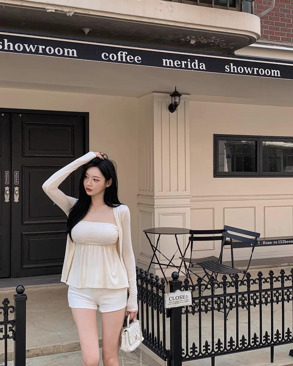 가을 새로운 품격 순수한 욕망 민소매 벨트 패드 mo 가슴 타이트 맨위 긴팔 오픈 가디건 슬림해 보이는 두 조각 여성 세트 ins 상세 이미지 21