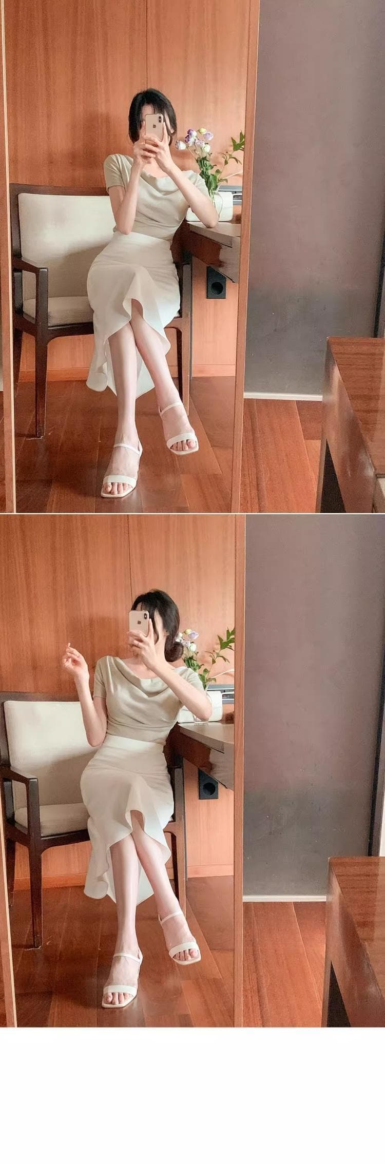 한국 봄 여름 쇼트 스타일 품격 편안함 부드러운 荡荡 칼라 몸매 가꾸기 슬림해 보이는 맨위 단색 다용도 반팔 티셔츠 여성 상세 이미지 23