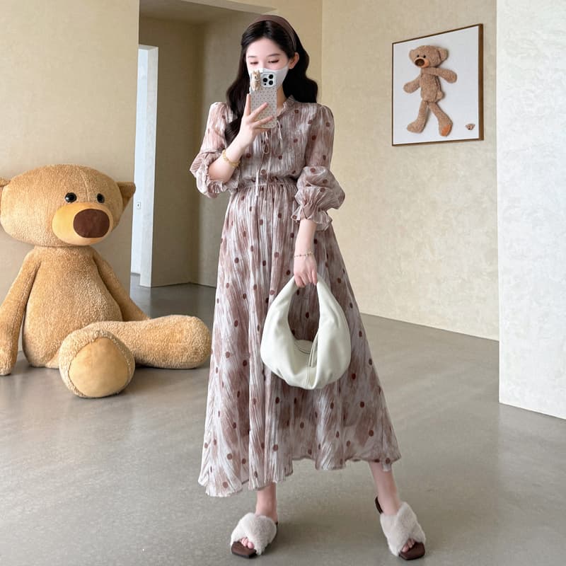 출산 착용 패션 이동 작은 마을 가을 달콤함 침 꽃 드레스 이미지 5