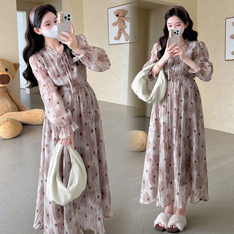 출산 착용 패션 이동 작은 마을 가을 달콤함 침 꽃 드레스 이미지 4