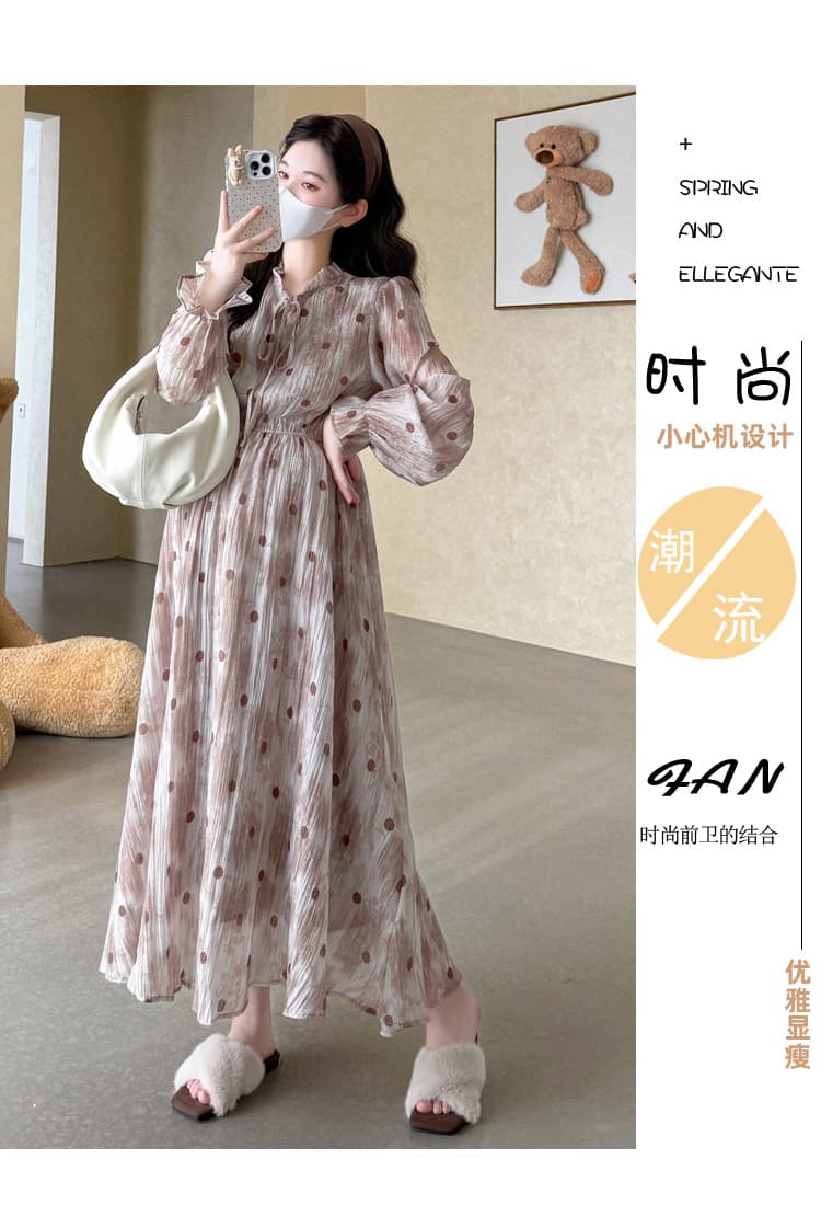 출산 착용 패션 이동 작은 마을 가을 달콤함 침 꽃 드레스 상세 이미지 3