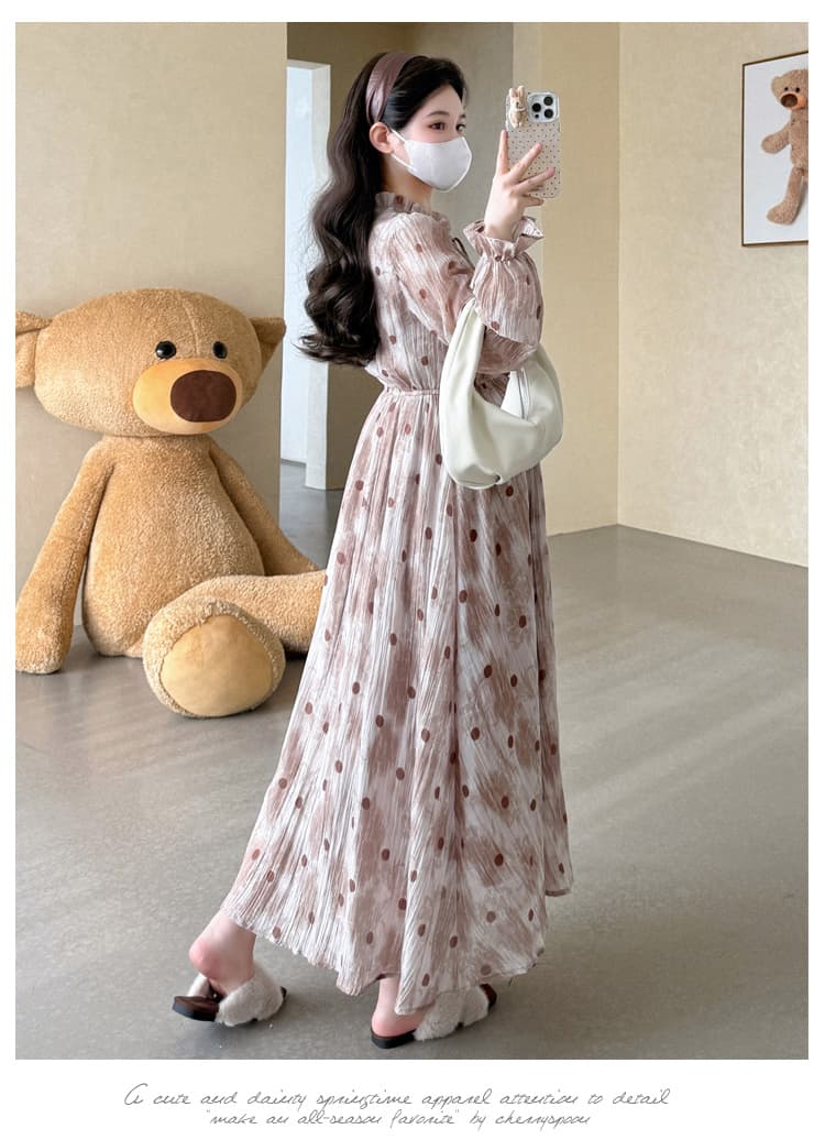 출산 착용 패션 이동 작은 마을 가을 달콤함 침 꽃 드레스 상세 이미지 10