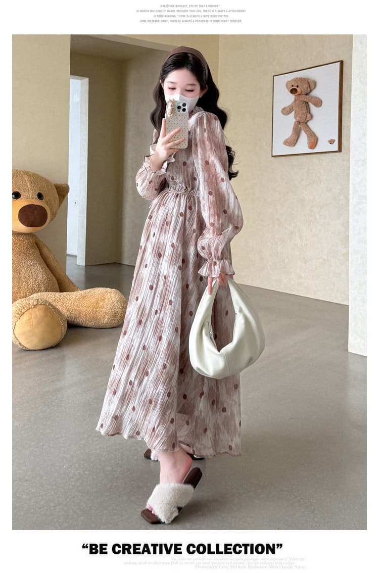 출산 착용 패션 이동 작은 마을 가을 달콤함 침 꽃 드레스 상세 이미지 12