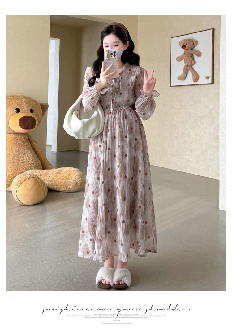 출산 착용 패션 이동 작은 마을 가을 달콤함 침 꽃 드레스 상세 이미지 22