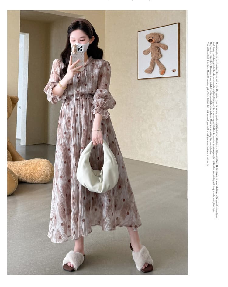출산 착용 패션 이동 작은 마을 가을 달콤함 침 꽃 드레스 상세 이미지 24