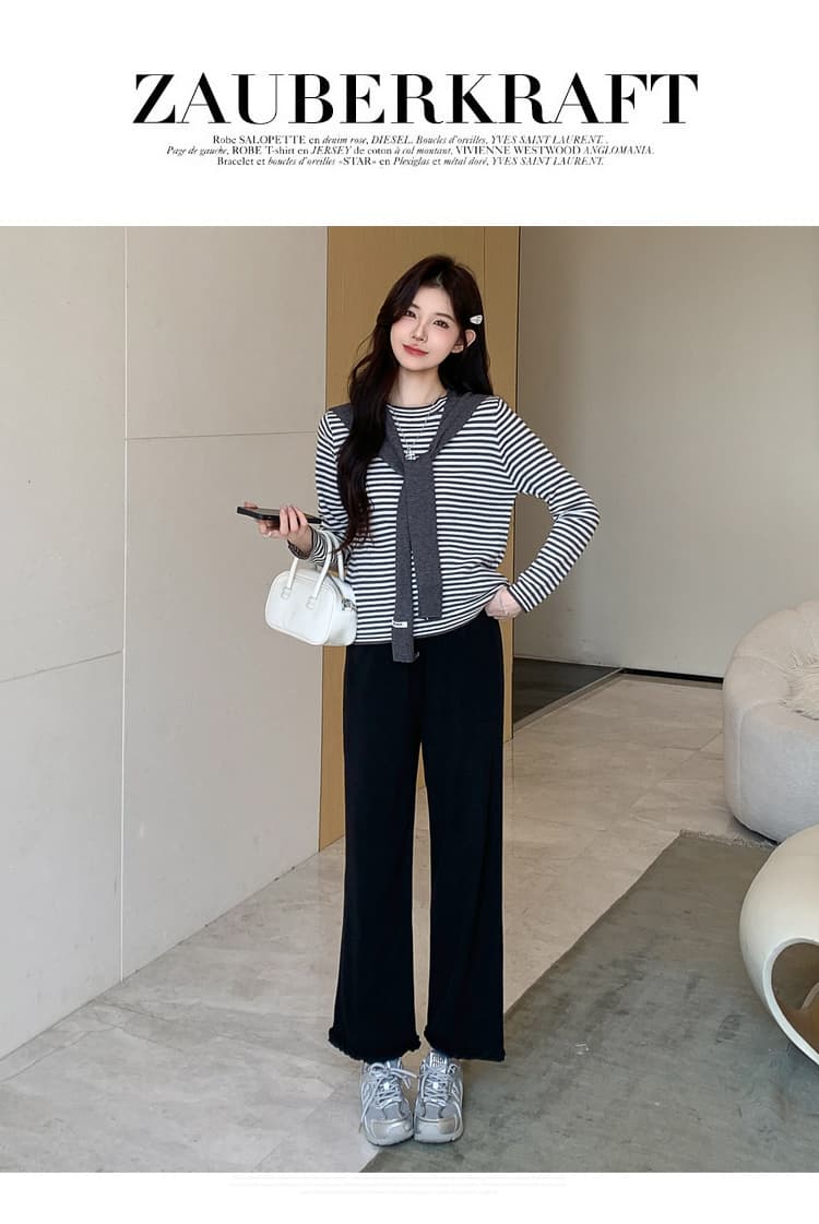 임산부 가을 겨울 새로운 니트 털 셔츠 벨트 숄 패션 루즈핏 임산부 바지 하이웨이스트 프릴 캐주얼 바지 상세 이미지 22