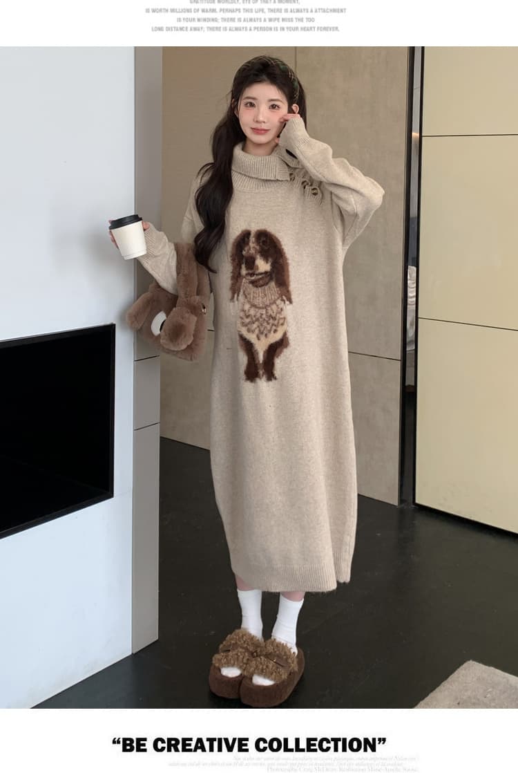 출산 착용 패션 가을 겨울 새로운 만화 풀오버 두꺼운 임산부 드레스 상세 이미지 19