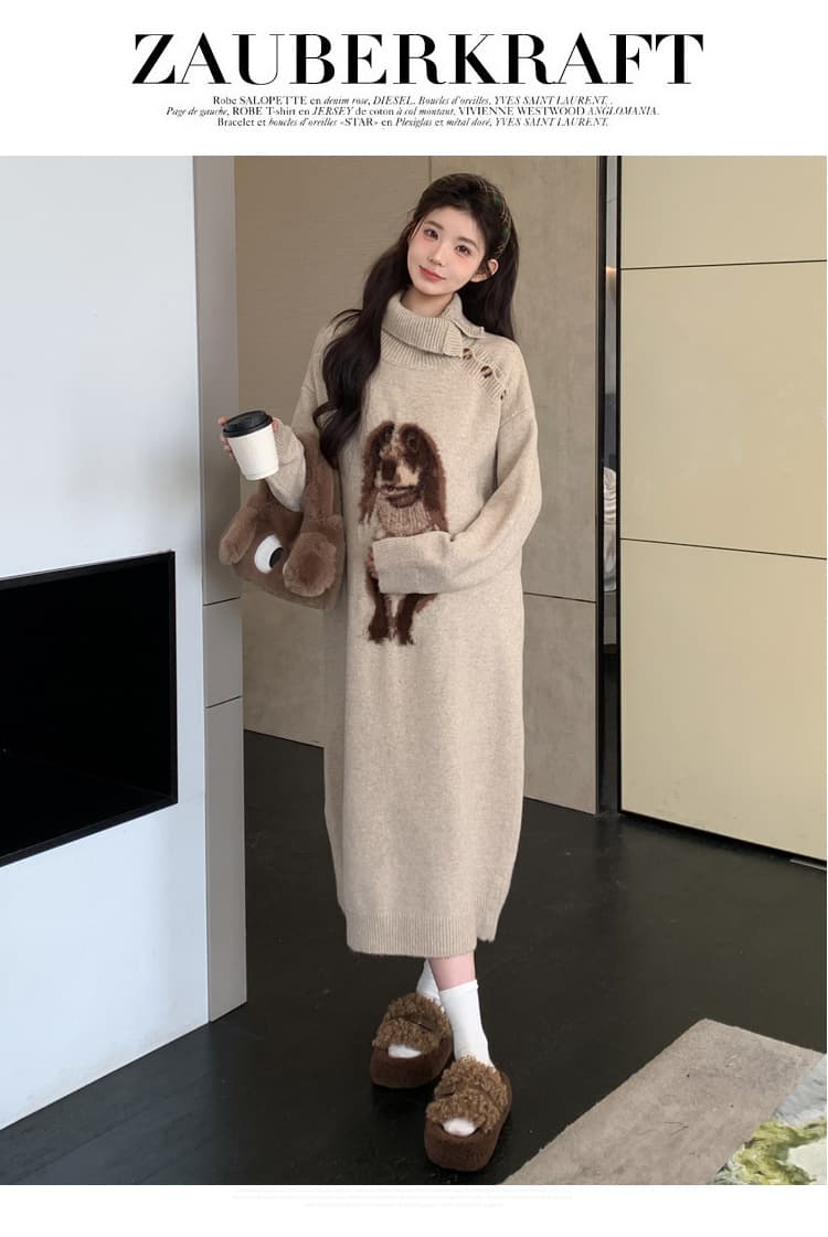 출산 착용 패션 가을 겨울 새로운 만화 풀오버 두꺼운 임산부 드레스 상세 이미지 21