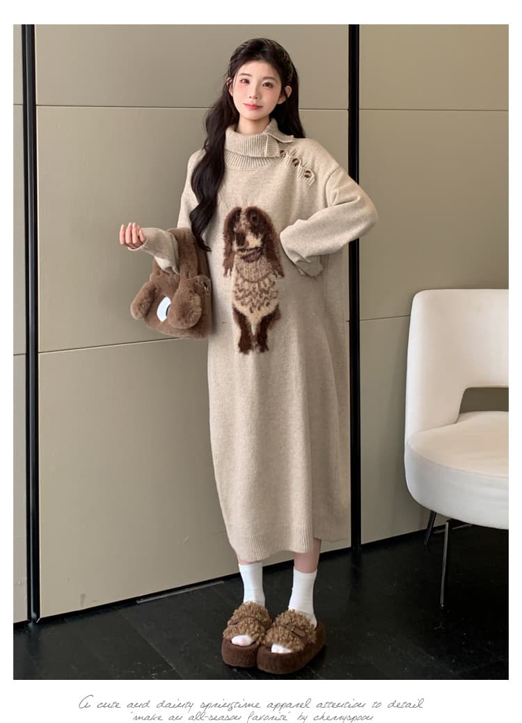 출산 착용 패션 가을 겨울 새로운 만화 풀오버 두꺼운 임산부 드레스 상세 이미지 24