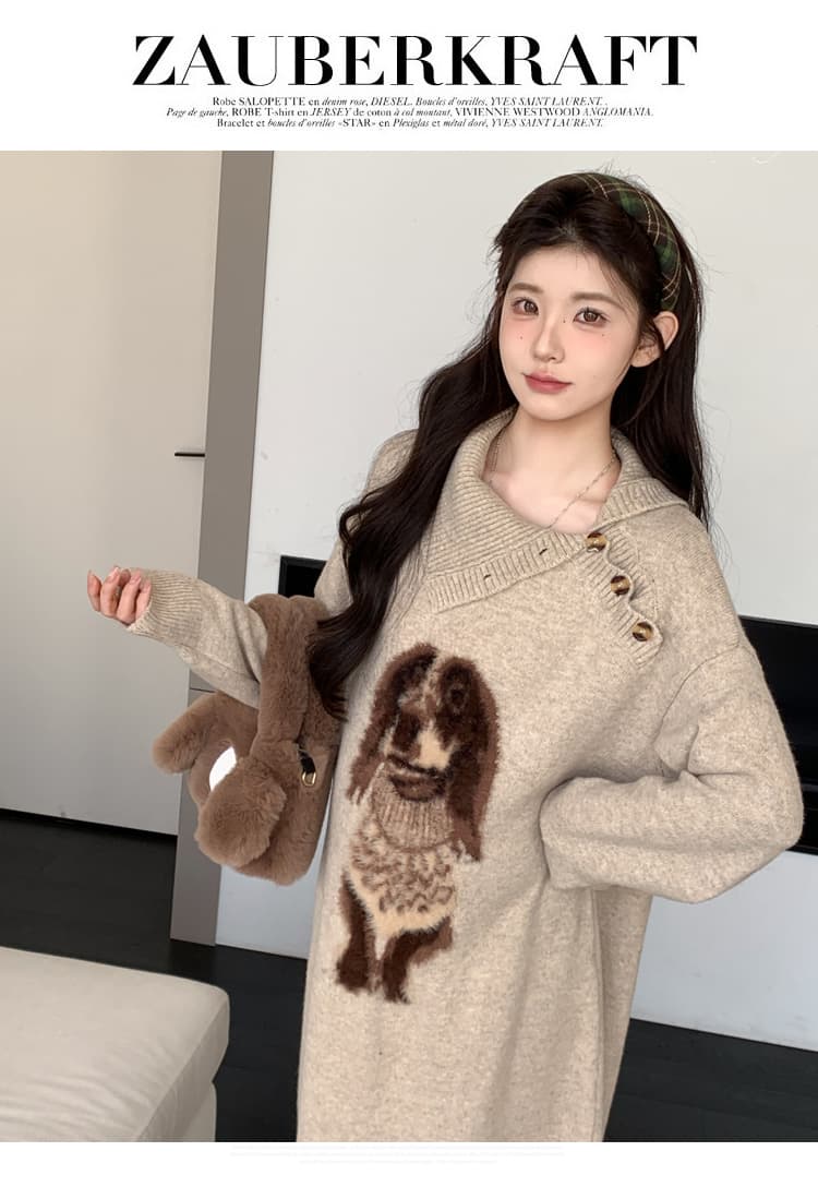 출산 착용 패션 가을 겨울 새로운 만화 풀오버 두꺼운 임산부 드레스 상세 이미지 28