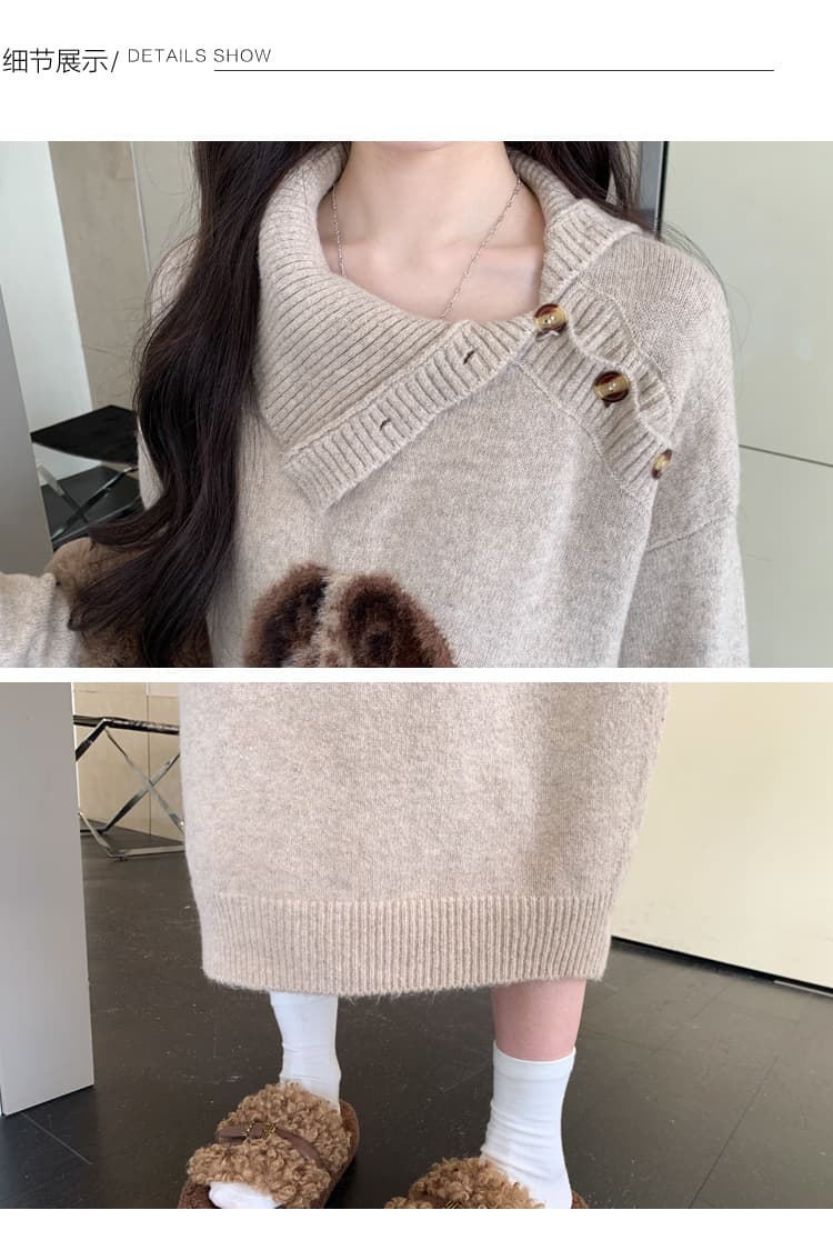 출산 착용 패션 가을 겨울 새로운 만화 풀오버 두꺼운 임산부 드레스 상세 이미지 29
