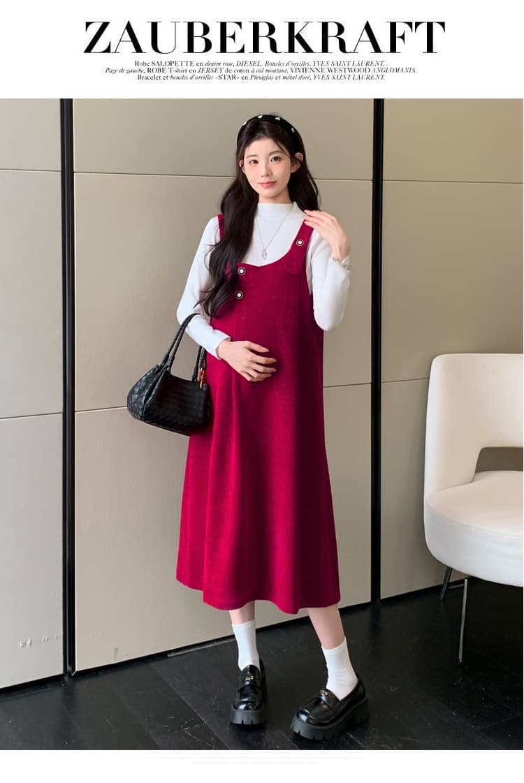 출산 착용 세트 2025 가을 겨울 두꺼운 눈 니켈 플러시 뭐라구? 멜빵 스커트 투피스 세트 상세 이미지 22