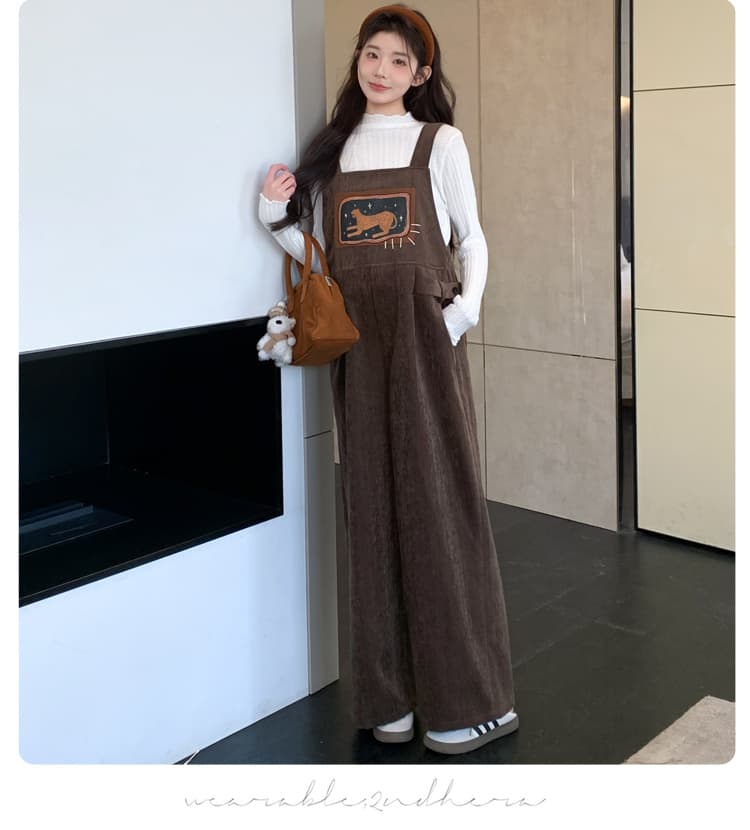 출산 착용 멜빵 바지 2026 가을 겨울 새로운 자이언트 잘 생긴 점프 슈트 바지 루즈핏 셰닐 올인원 바지 상세 이미지 14
