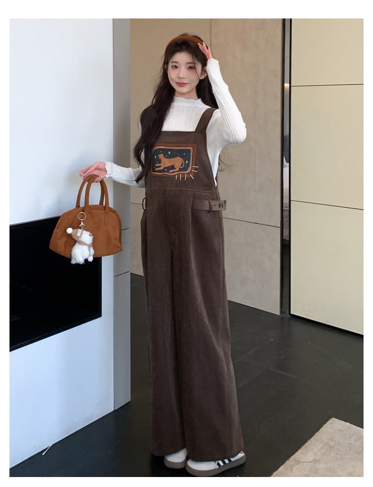 출산 착용 멜빵 바지 2026 가을 겨울 새로운 자이언트 잘 생긴 점프 슈트 바지 루즈핏 셰닐 올인원 바지 상세 이미지 18