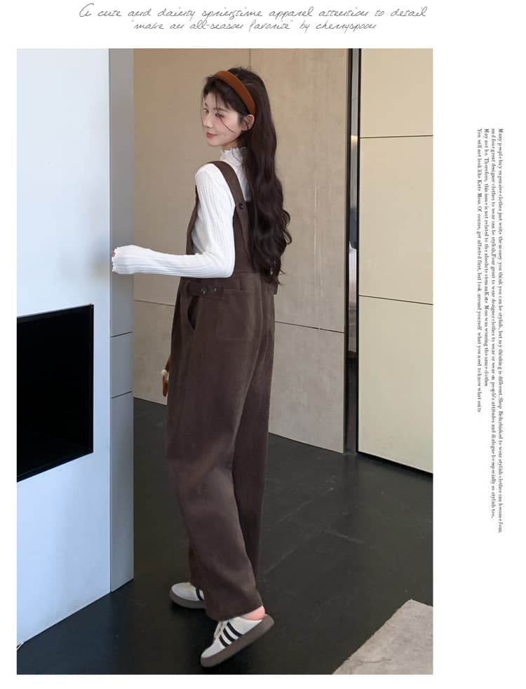 출산 착용 멜빵 바지 2026 가을 겨울 새로운 자이언트 잘 생긴 점프 슈트 바지 루즈핏 셰닐 올인원 바지 상세 이미지 20