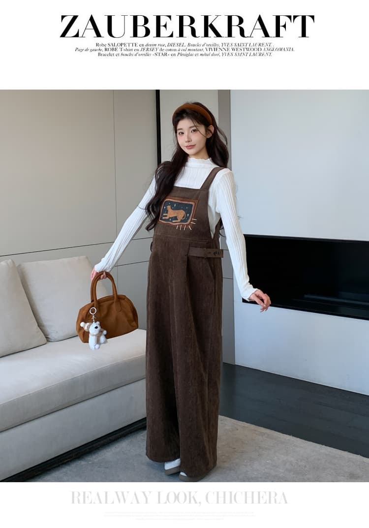 출산 착용 멜빵 바지 2026 가을 겨울 새로운 자이언트 잘 생긴 점프 슈트 바지 루즈핏 셰닐 올인원 바지 상세 이미지 24