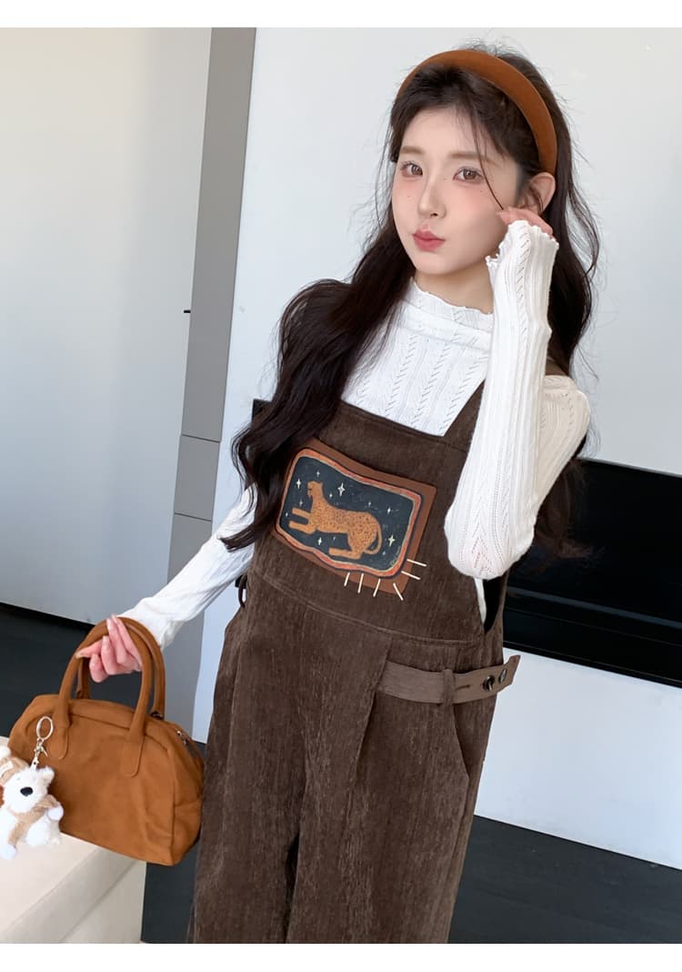출산 착용 멜빵 바지 2026 가을 겨울 새로운 자이언트 잘 생긴 점프 슈트 바지 루즈핏 셰닐 올인원 바지 상세 이미지 25