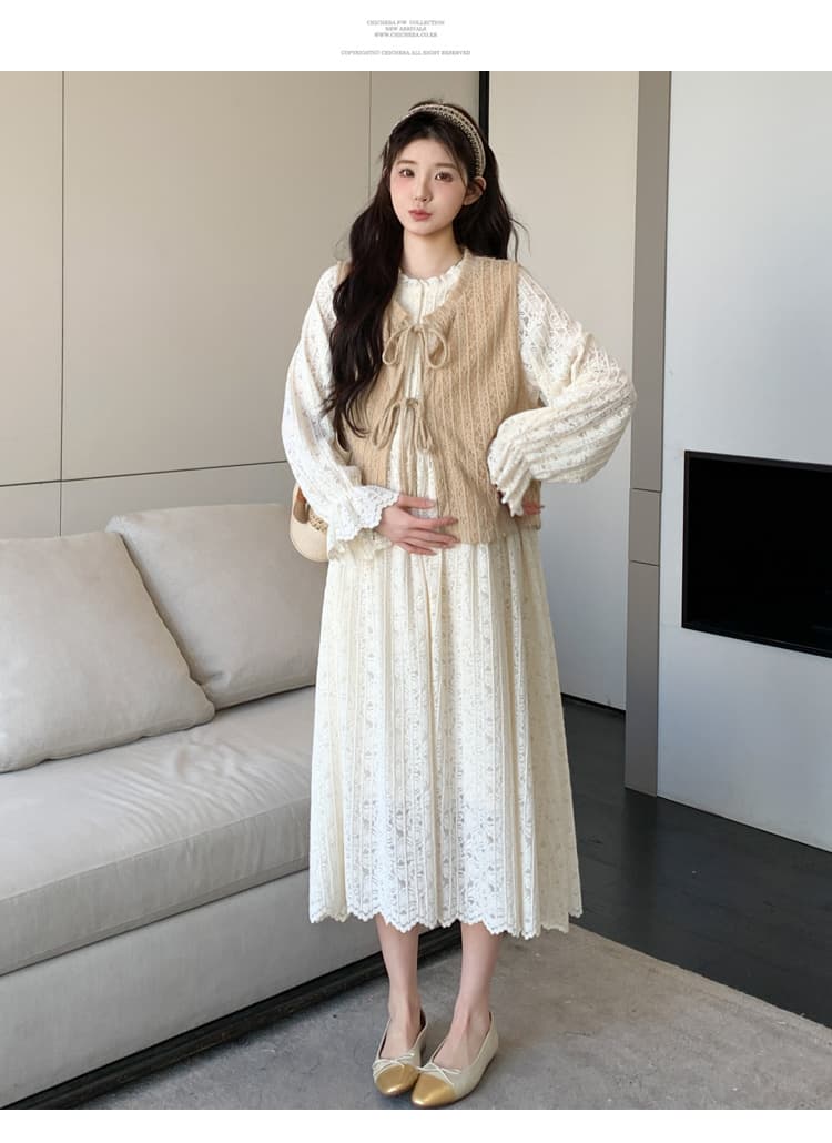출산 착용 드레스 복장 레이스 인사이드 가져 가라. 2 세트 롱 스커트 백설공주 상세 이미지 17