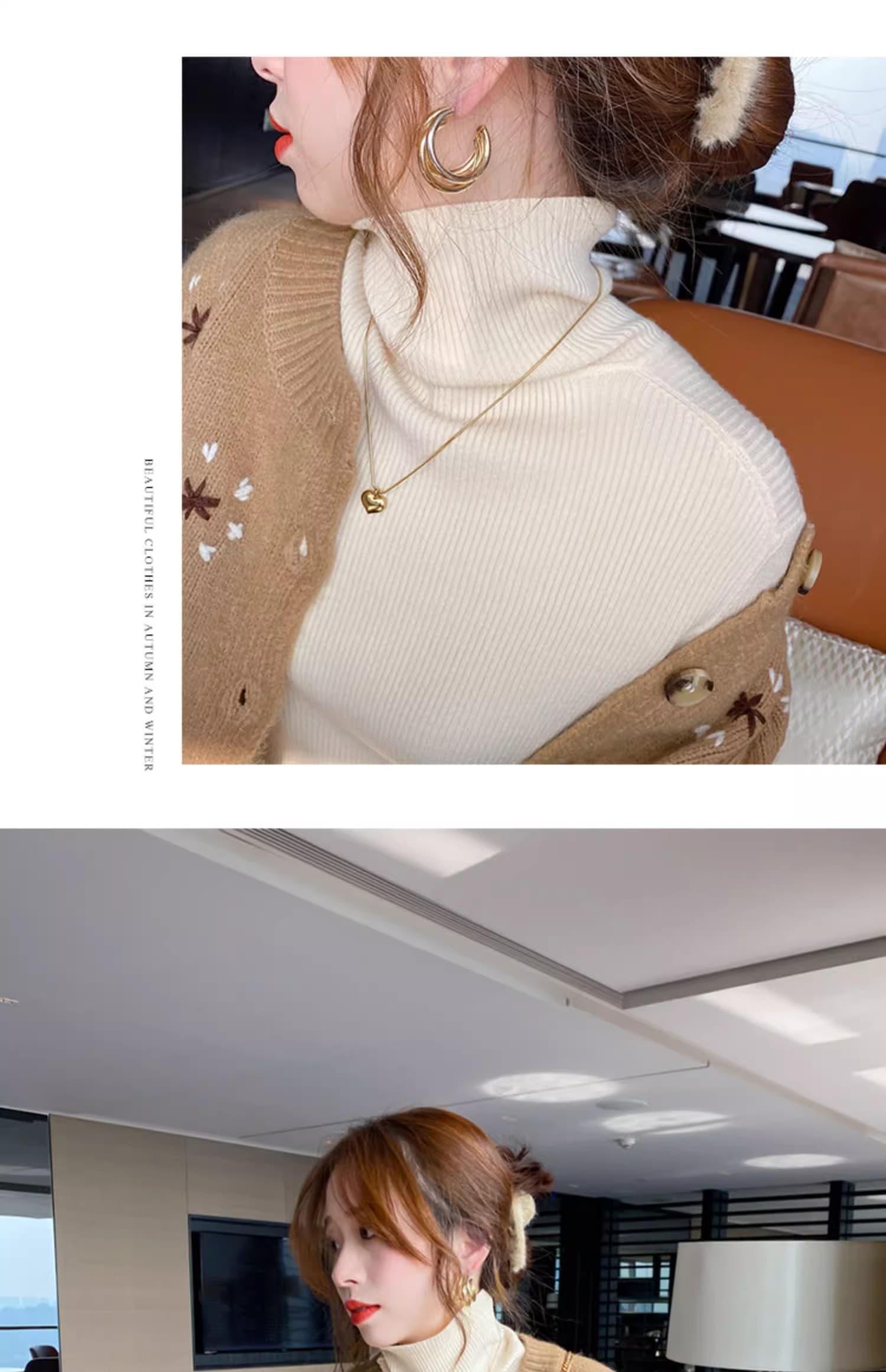 터틀넥 스웨터 여자 가을 겨울 두꺼운 2026 년 새로운 폭발 말뚝 더미 칼라 외국 가스 인사이드 가져 가라. 니트 기본 셔츠 맨위 상세 이미지 20