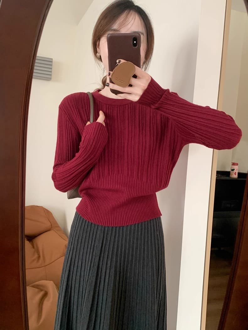 허리 수축 디자인 슬림해 보이는 라운드 넥 기본 셔츠 2026 봄 새로운 고급 센스 부드러운 찹쌀 맨위 겨울 인사이드 가져 가라. 작은 셔츠 상세 이미지 40