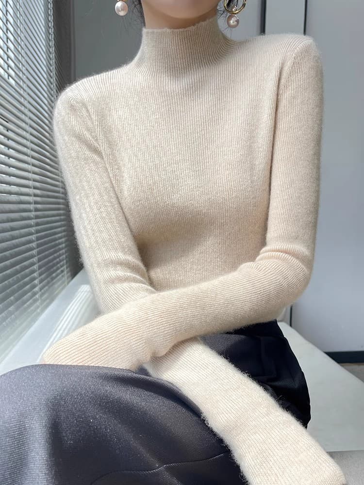 반하이넥 기본 셔츠 여성 품격 인사이드 가져 가라. 가을 겨울 새로운 양모 긴팔 니트 스웨터 몸매 가꾸기 슬림해 보이는 검정색 스웨터