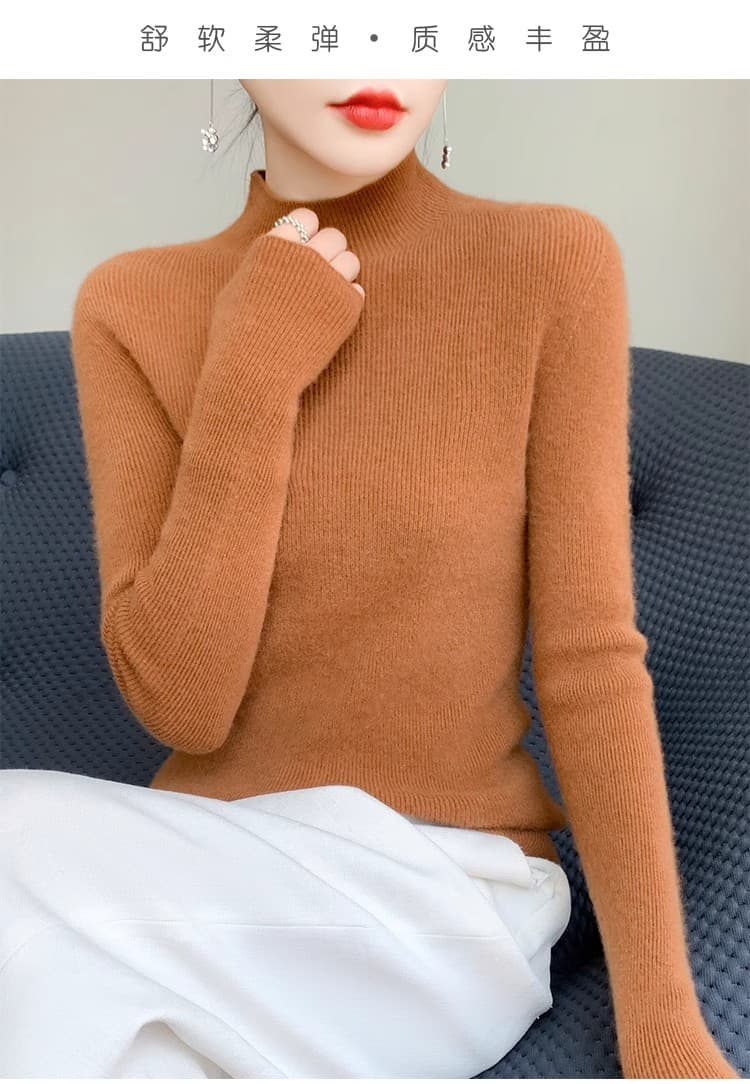 반하이넥 기본 셔츠 여성 품격 인사이드 가져 가라. 가을 겨울 새로운 양모 긴팔 니트 스웨터 몸매 가꾸기 슬림해 보이는 검정색 스웨터 상세 이미지 29