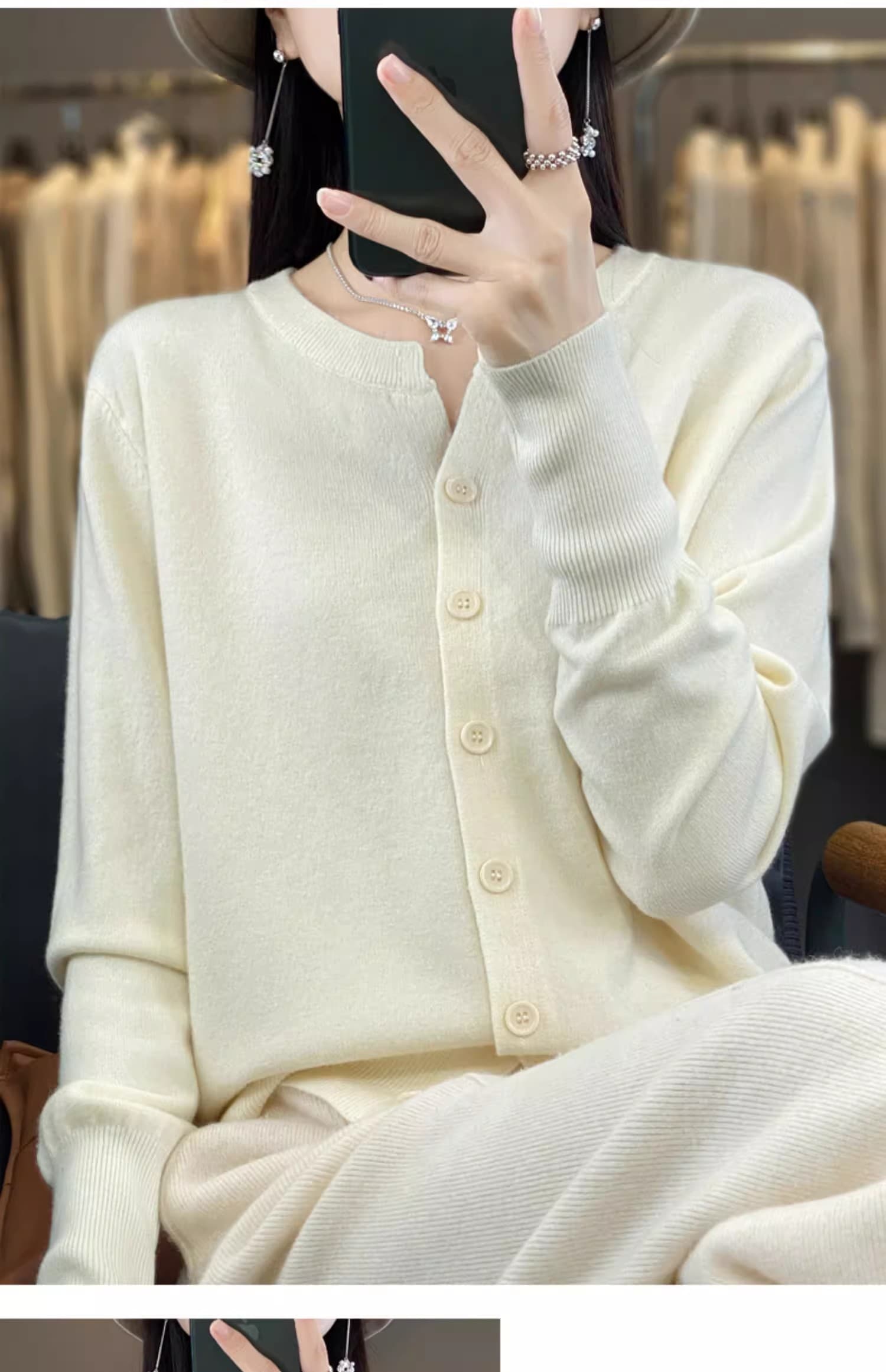 2026 새로운 니트 오픈 가디건 여성 짧은 외투 얇은 스타일 미니멀리즘 다용도 루즈핏 캐주얼 라운드 넥 외부 잡아라. 의류 긴팔 상세 이미지 16