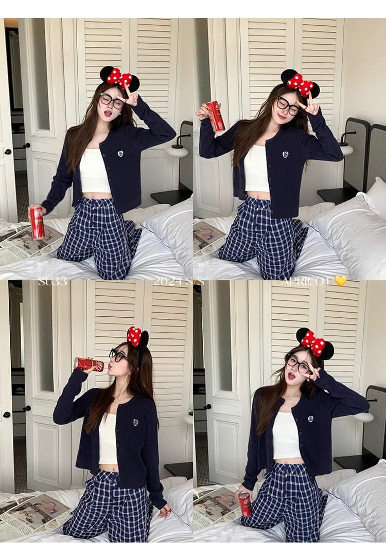 파란색 니트 오픈 가디건 여성 2025 새로운 가을 겨울 자수 재킷 꽈배기 miu 부서 착용 잡아라. 의류 상세 이미지 14