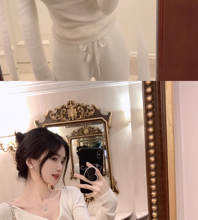 가을 겨울철 새로운 불규칙 니트 스웨터 긴팔 티셔츠 스웨터 기본 셔츠 여성 흔들다 칼라 몸매 가꾸기 슬림해 보이는 맨위 상세 이미지 17