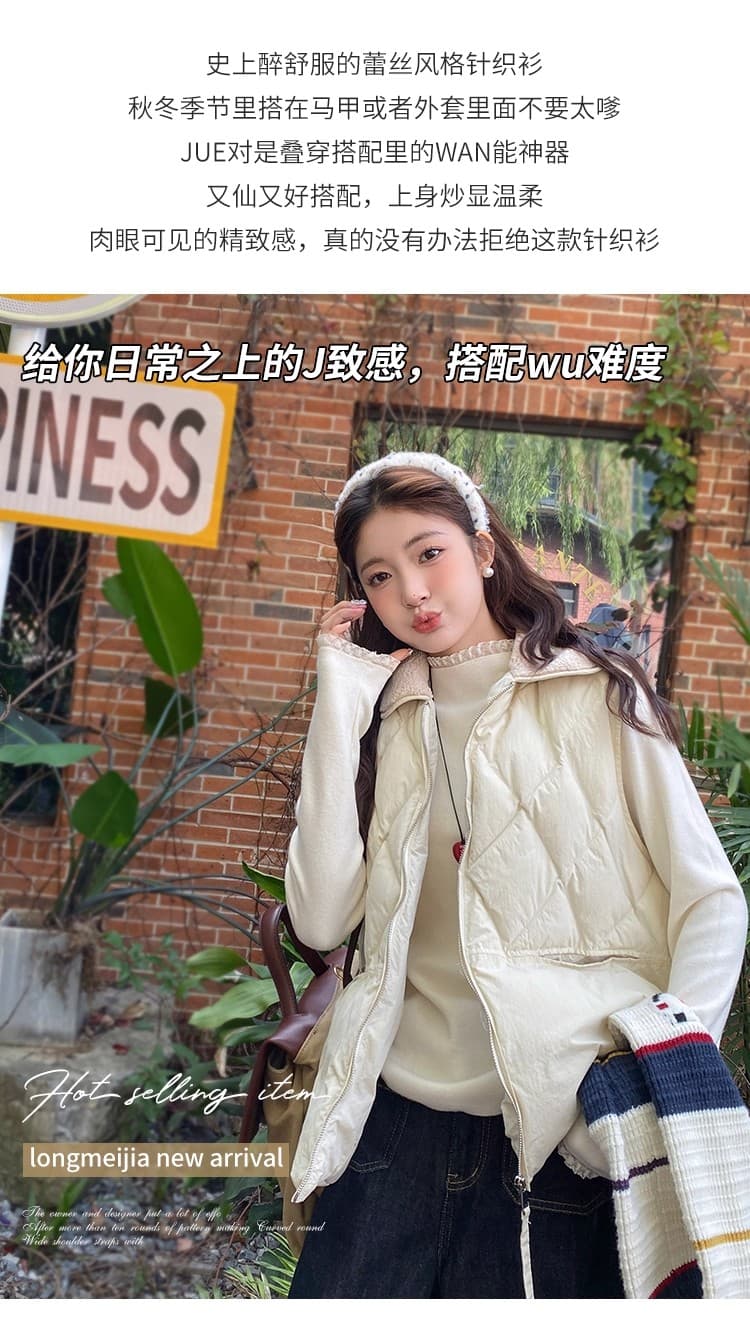 레이스 반하이넥 기본 셔츠 여성 가을 겨울 인사이드 가져 가라. 2025 새로운 중 칼라 스웨터 디자인 센스 몸매 가꾸기 니트 맨위 상세 이미지 7