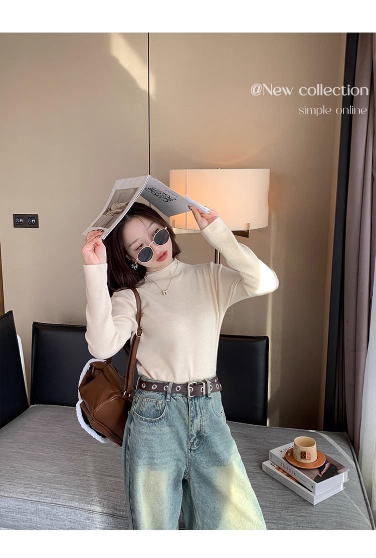 반하이넥 기본 셔츠 여성 가을 겨울 인사이드 가져 가라. 2025 새로운 양모 니트 스웨터 스웨터 자이언트 잘 생긴 ~ 중 이른 가을 맨위 상세 이미지 12