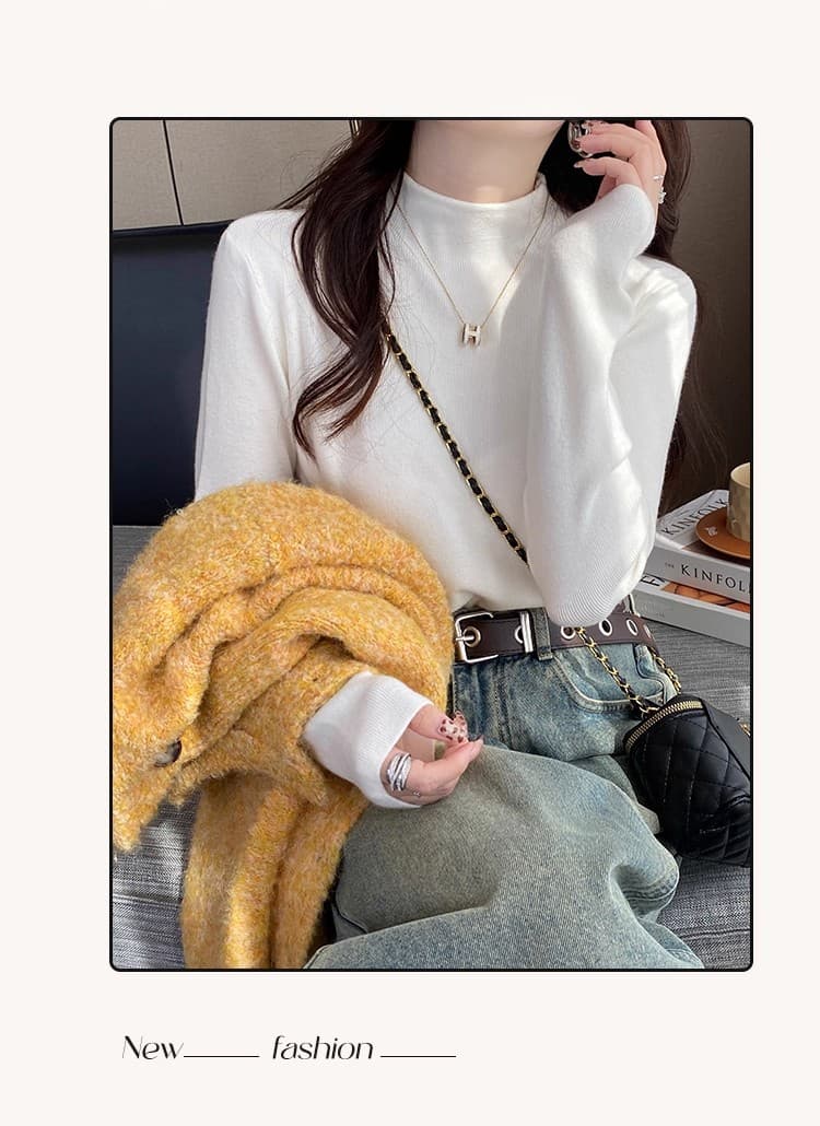 반하이넥 기본 셔츠 여성 가을 겨울 인사이드 가져 가라. 2025 새로운 양모 니트 스웨터 스웨터 자이언트 잘 생긴 ~ 중 이른 가을 맨위 상세 이미지 16
