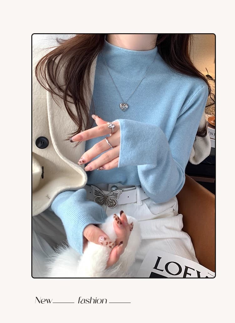 반하이넥 기본 셔츠 여성 가을 겨울 인사이드 가져 가라. 2025 새로운 양모 니트 스웨터 스웨터 자이언트 잘 생긴 ~ 중 이른 가을 맨위 상세 이미지 31