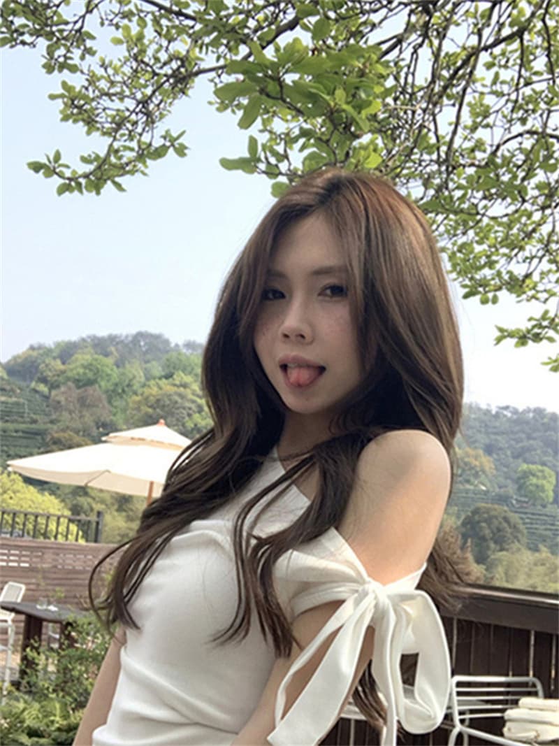 핫걸 순수한 욕망 바람 프랑스식 몸매 가꾸기 나비 매듭 스트랩 반팔 티셔츠 여성 ins 인사이드 가져 가라. 단색 비스듬한 어깨 오프숄더 맨위 상세 이미지 14