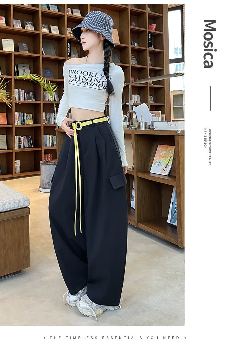 아메리칸 넓은 다리 벨트 워크웨어 팬츠 2026 봄 가을 새로운 캐주얼 바지 여성 하이웨이스트 루즈핏 도루 센스 모통이 칼 바지 상세 이미지 46