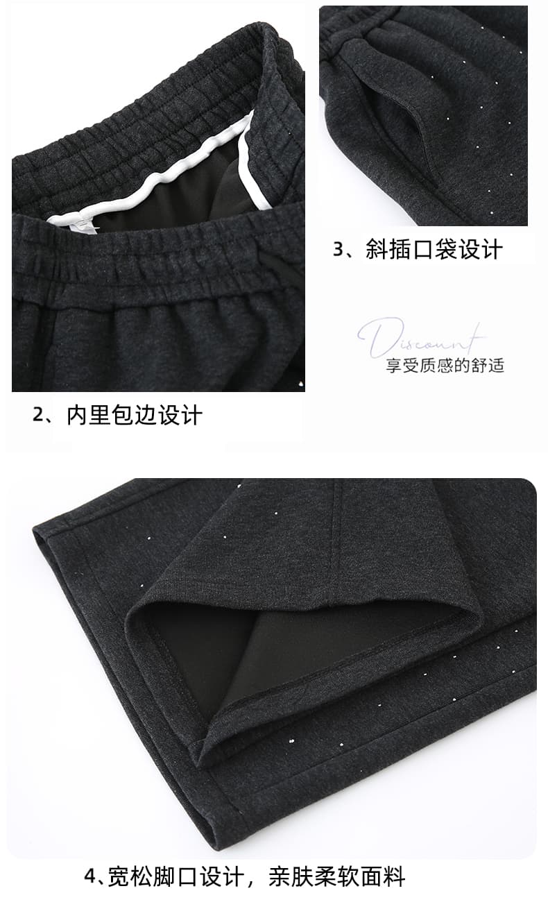 실사 봄 가을 새로운 무거운 작업 핫픽스 패션 둘 착용 모통이 칼 바지 캐주얼 와이드 레그 팬츠 운동 웨이 바지 바나나 바지 여성 상세 이미지 19