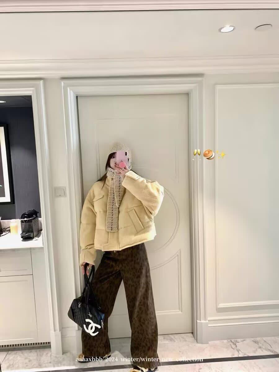 aaaaxbbb 황야 헌터 세탁기 표범 청바지 여자 가을과 겨울 코튼 바지 느슨한 슬림 도핑 바지 상세 이미지 1