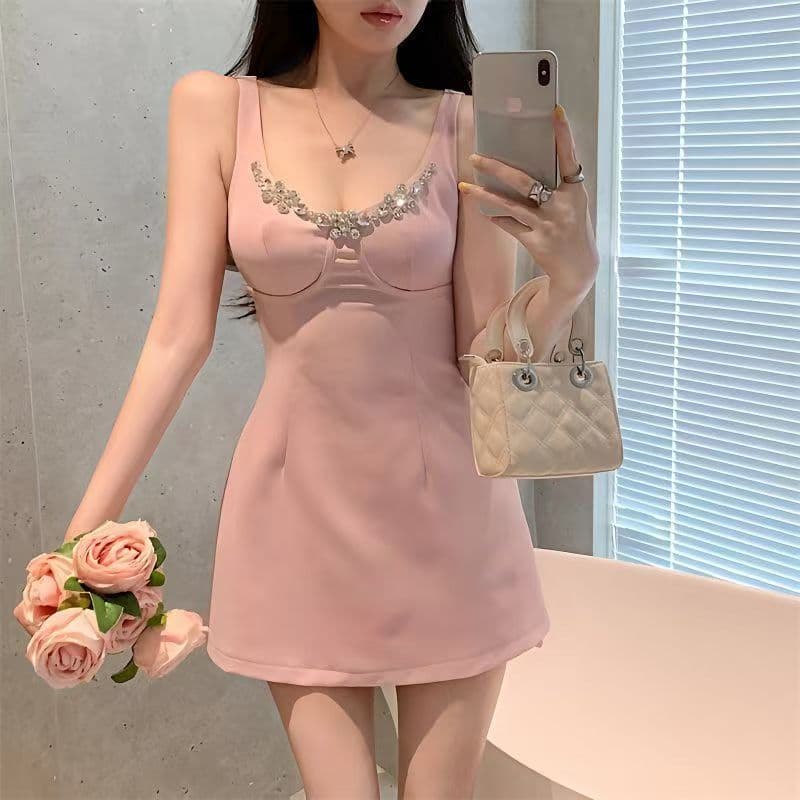 2025 무거운 작업 새로운 보 드레스 여름 달콤한 천 골드 허리 슬림 기질 순수한 욕망 치마 이미지 2