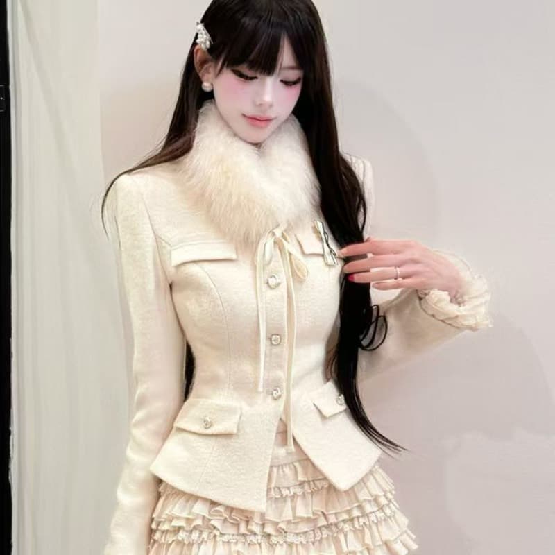 작은 샤넬 스타일 품격 몸매 가꾸기 명문 여성 재킷 케이크 드레스 여성 의류 2025 가을 겨울 새로운 천 골드 핫걸 패션 세트 이미지 4