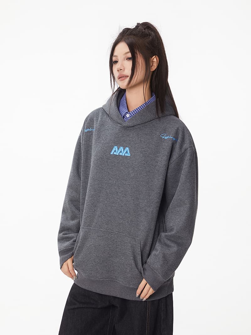 실사 긴팔 티셔츠 후드티 남자 이른 봄 새로운 조수 브랜드 커플 루즈핏 가시 자수 후드 맨위 한국 스타일 여성 의류 상세 이미지 15