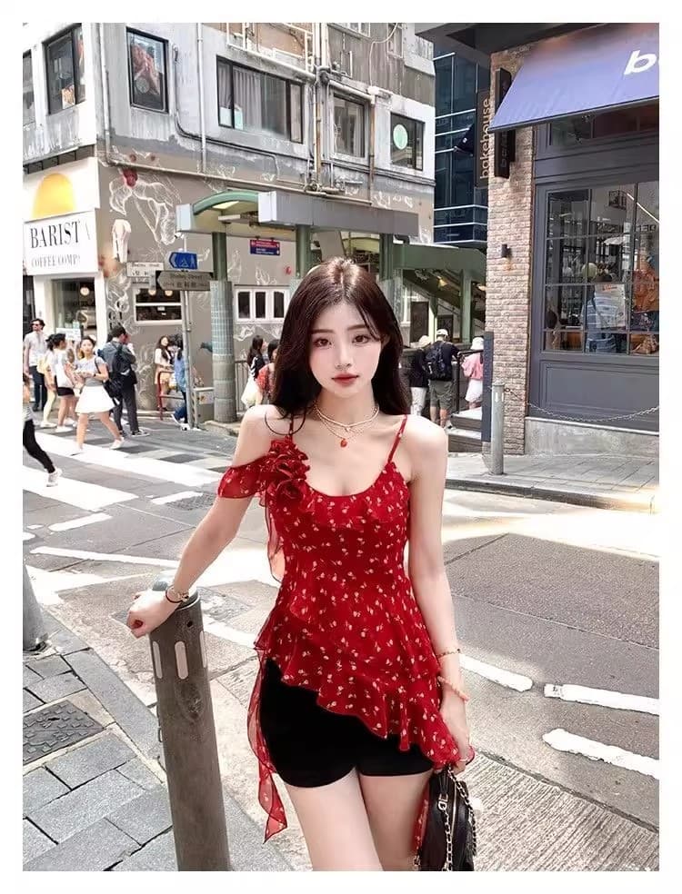 순수한 욕망 바람 고급 센스 품격 불규칙 프릴 핫걸 꽃무늬 슬립 맨위 여성 봄 여름 2026 새로운 상세 이미지 8
