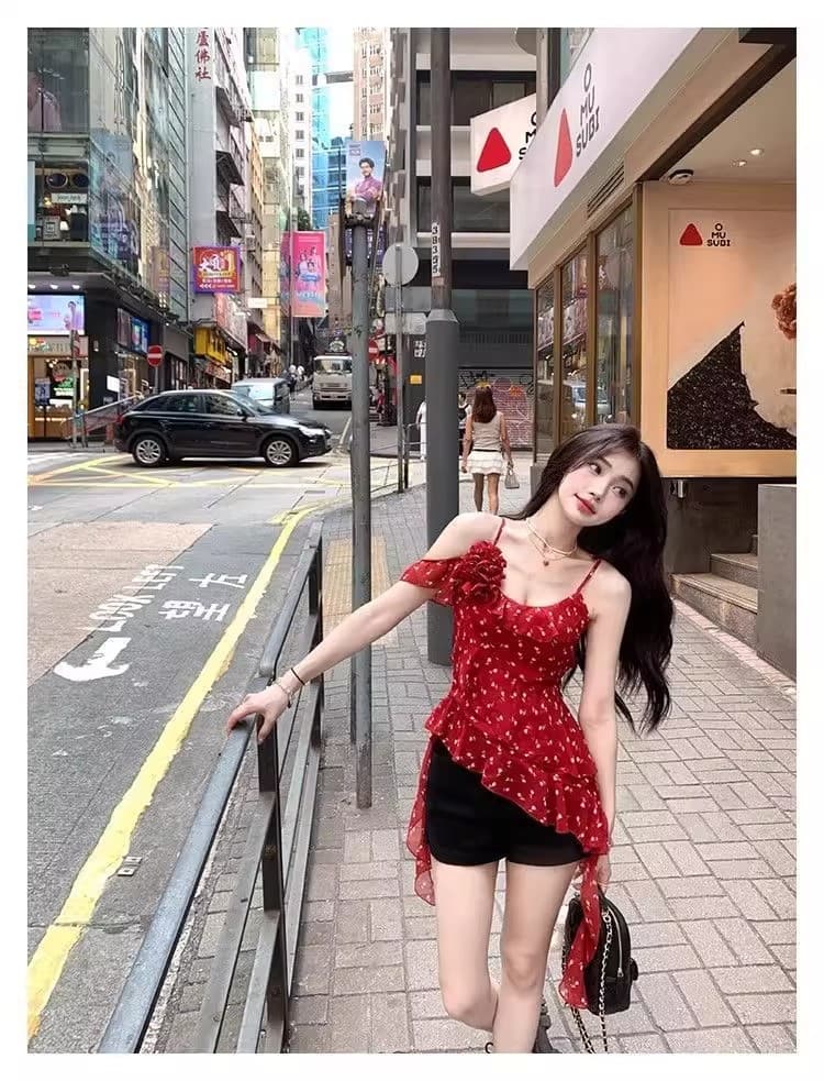 순수한 욕망 바람 고급 센스 품격 불규칙 프릴 핫걸 꽃무늬 슬립 맨위 여성 봄 여름 2026 새로운 상세 이미지 16