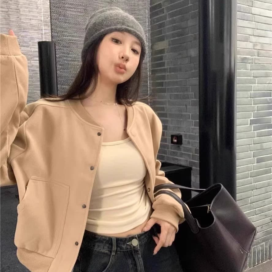 한 부서 레트로 회색 야구 유니폼 여성 코트 가을 새로운 고급 센스 느긋한 바람 루즈핏 캐주얼 재킷 맨위 이미지 5