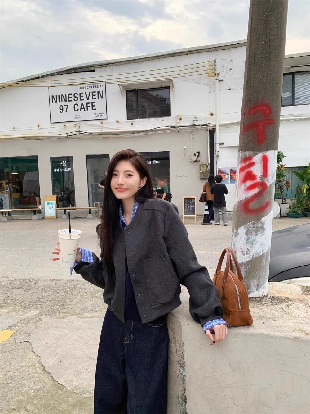 한 부서 레트로 회색 야구 유니폼 여성 코트 가을 새로운 고급 센스 느긋한 바람 루즈핏 캐주얼 재킷 맨위 상세 이미지 5