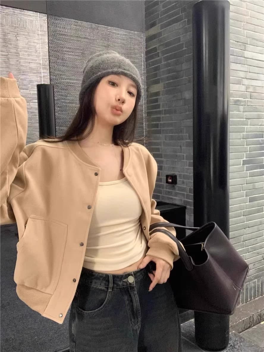 한 부서 레트로 회색 야구 유니폼 여성 코트 가을 새로운 고급 센스 느긋한 바람 루즈핏 캐주얼 재킷 맨위 상세 이미지 7