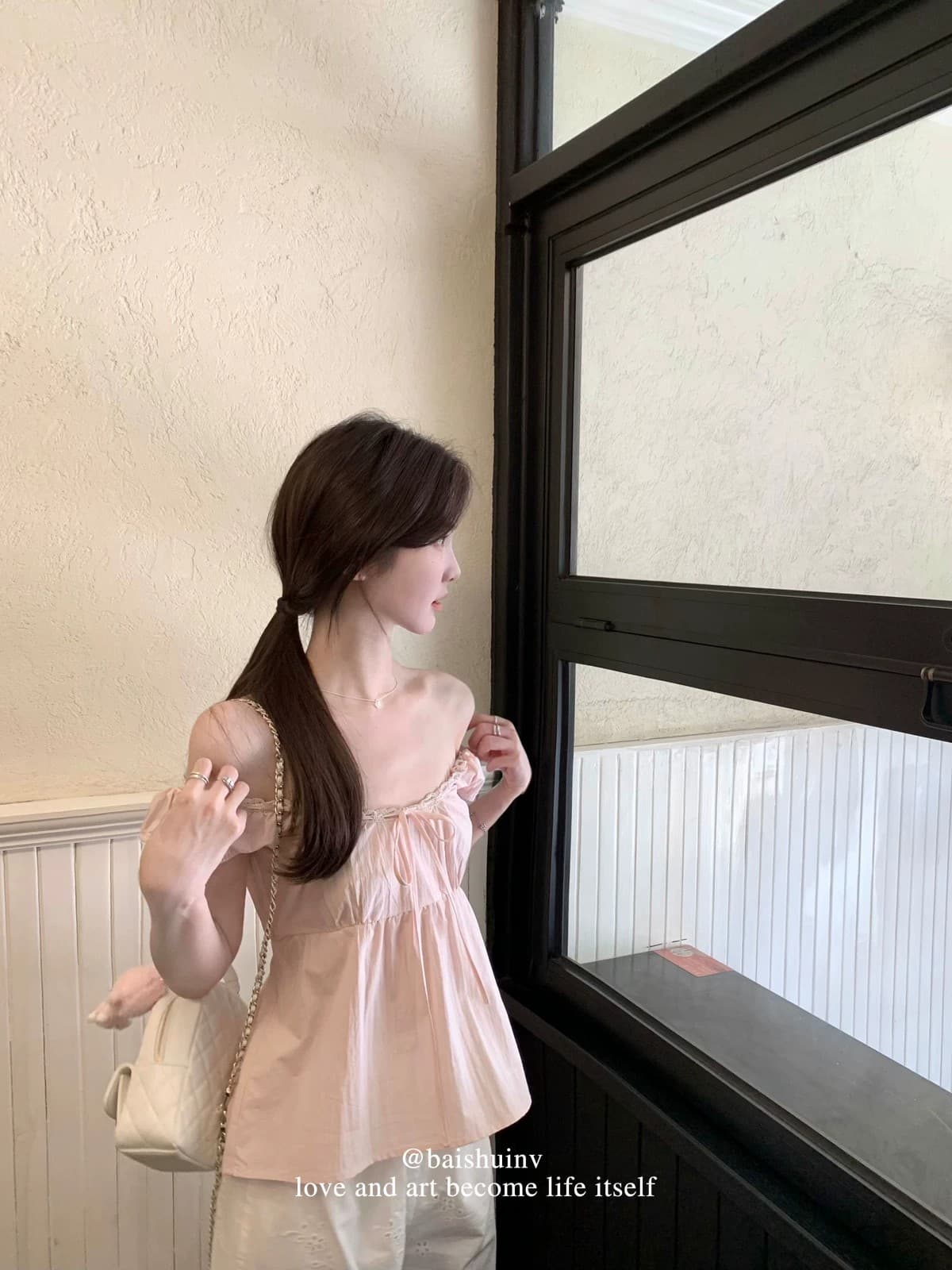 오프숄더 시폰 셔츠 여성 여름 디자인 센스 작은 대중 프랑스식 품격 루즈핏 맨위 상세 이미지 28