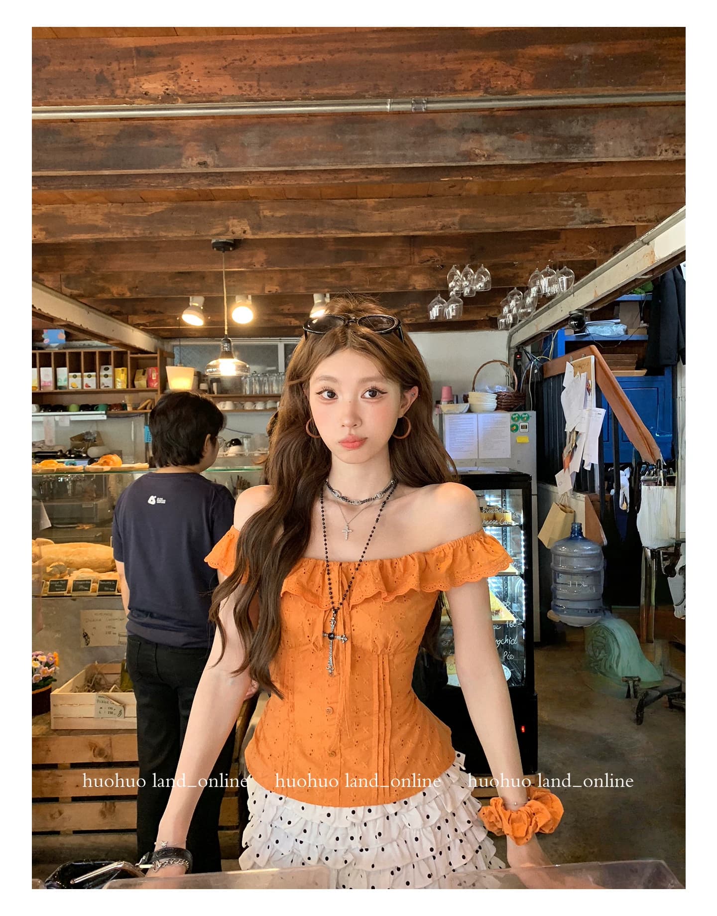 한여름 달콤한 오렌지색 활력 디스플레이 화이트 2026 여름 새로운 맨위 여성 프랑스식 프릴 칼라 몸매 가꾸기 셔츠 상세 이미지 16