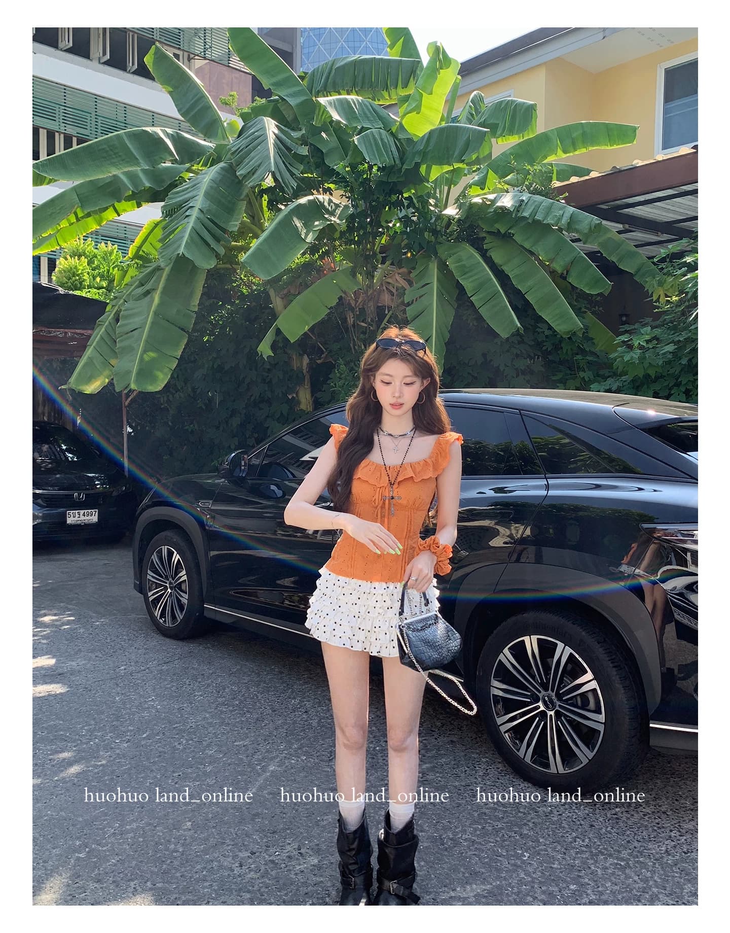 한여름 달콤한 오렌지색 활력 디스플레이 화이트 2026 여름 새로운 맨위 여성 프랑스식 프릴 칼라 몸매 가꾸기 셔츠 상세 이미지 37