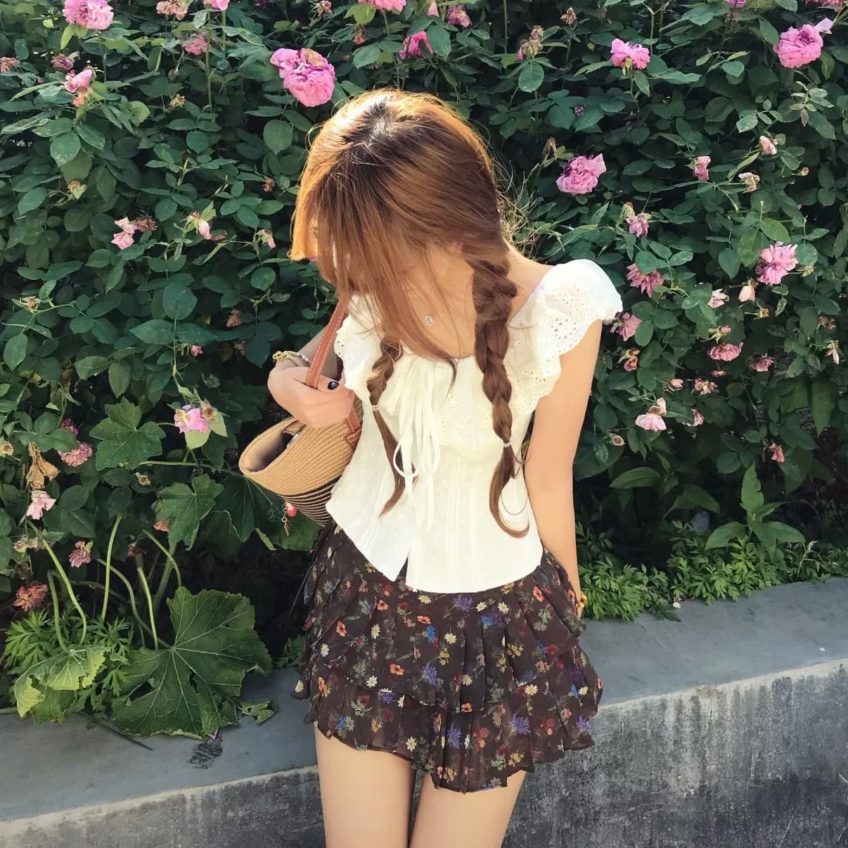 프랑스식 레트로 프릴 오프숄더 둘 착용 반팔 여성 셔츠 여름 새로운 허리 수축 슬림해 보이는 디자인 센스 맨위 이미지 2